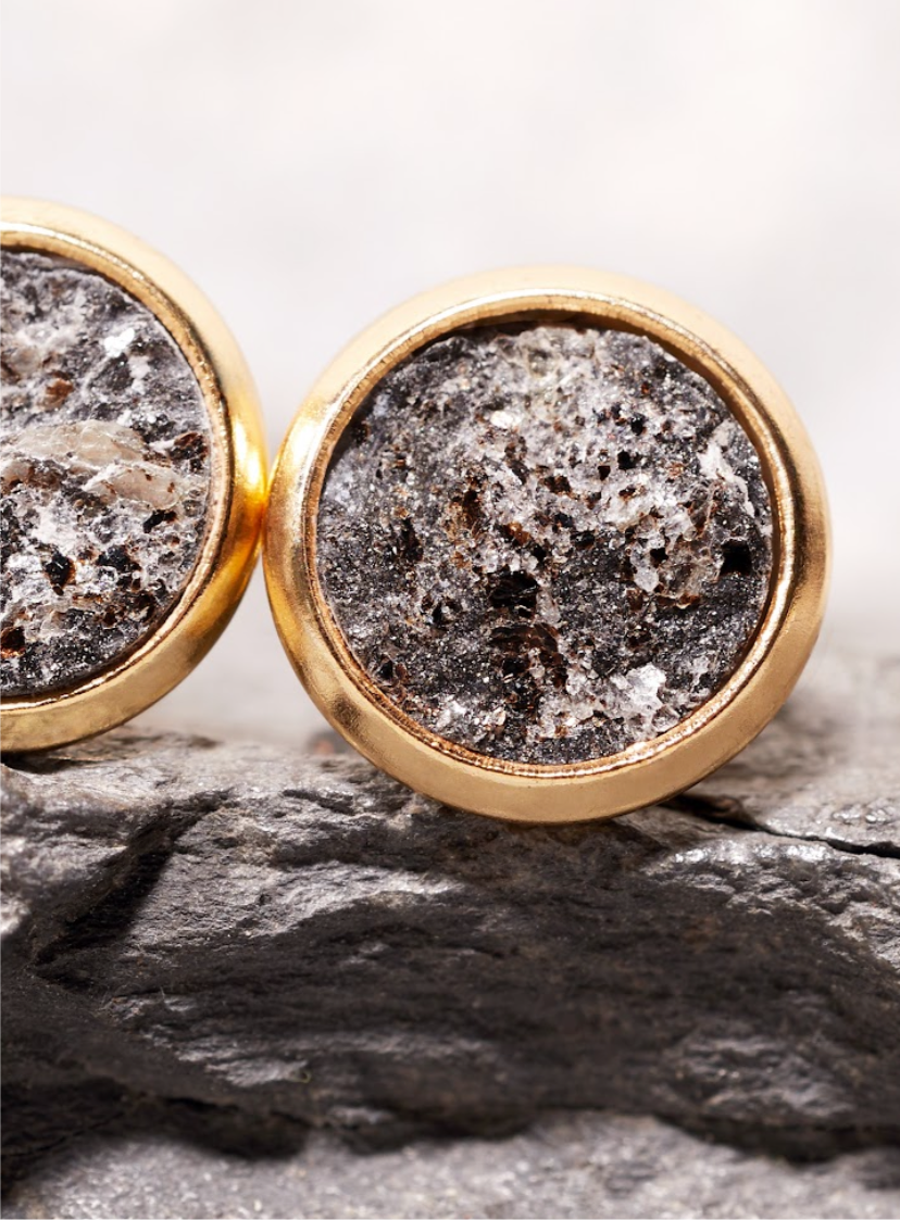 Naturstein Ohrstecker-Set 8mm Ø - "Callisto" goldfarben