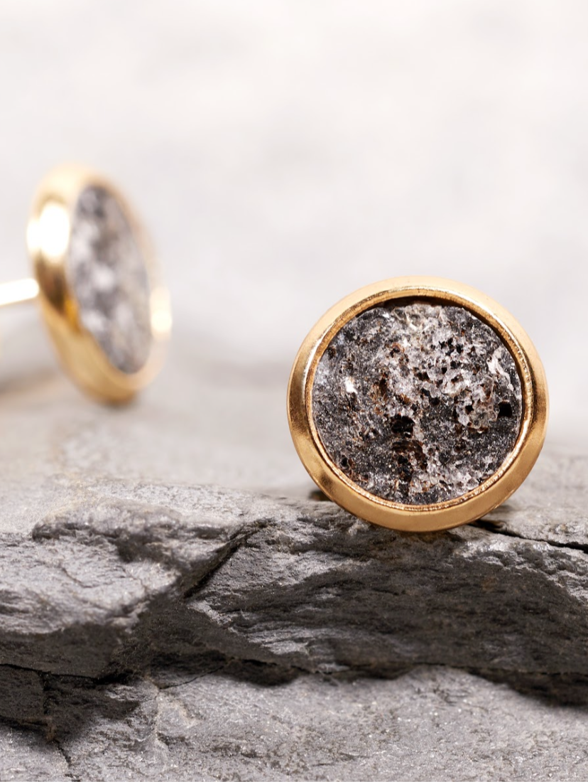 Naturstein Ohrstecker-Set 8mm Ø - "Callisto" goldfarben